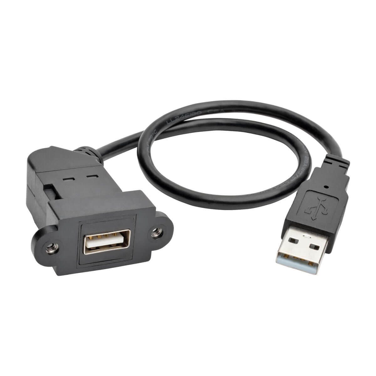 Eaton Tripp Lite Series USB 2.0 All-in-One Keyszune/Panel Mount Verlängerung Kabel (M/F), Angled Verbinder, 1 ft. (0.31 m)