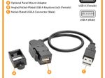 Eaton Tripp Lite Series USB 2.0 All-in-One Keyszune/Panel Mount Verlängerung Kabel (M/F), Angled Verbinder, 1 ft. (0.31 m)