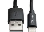 Eaton Tripp Lite Series USB-A zu Lightning Sync/Charge Coiled Kabel, MFi Certified - Schwarz, Stecker/Stecker, USB 2.0, 4 ft. (1.22 m)