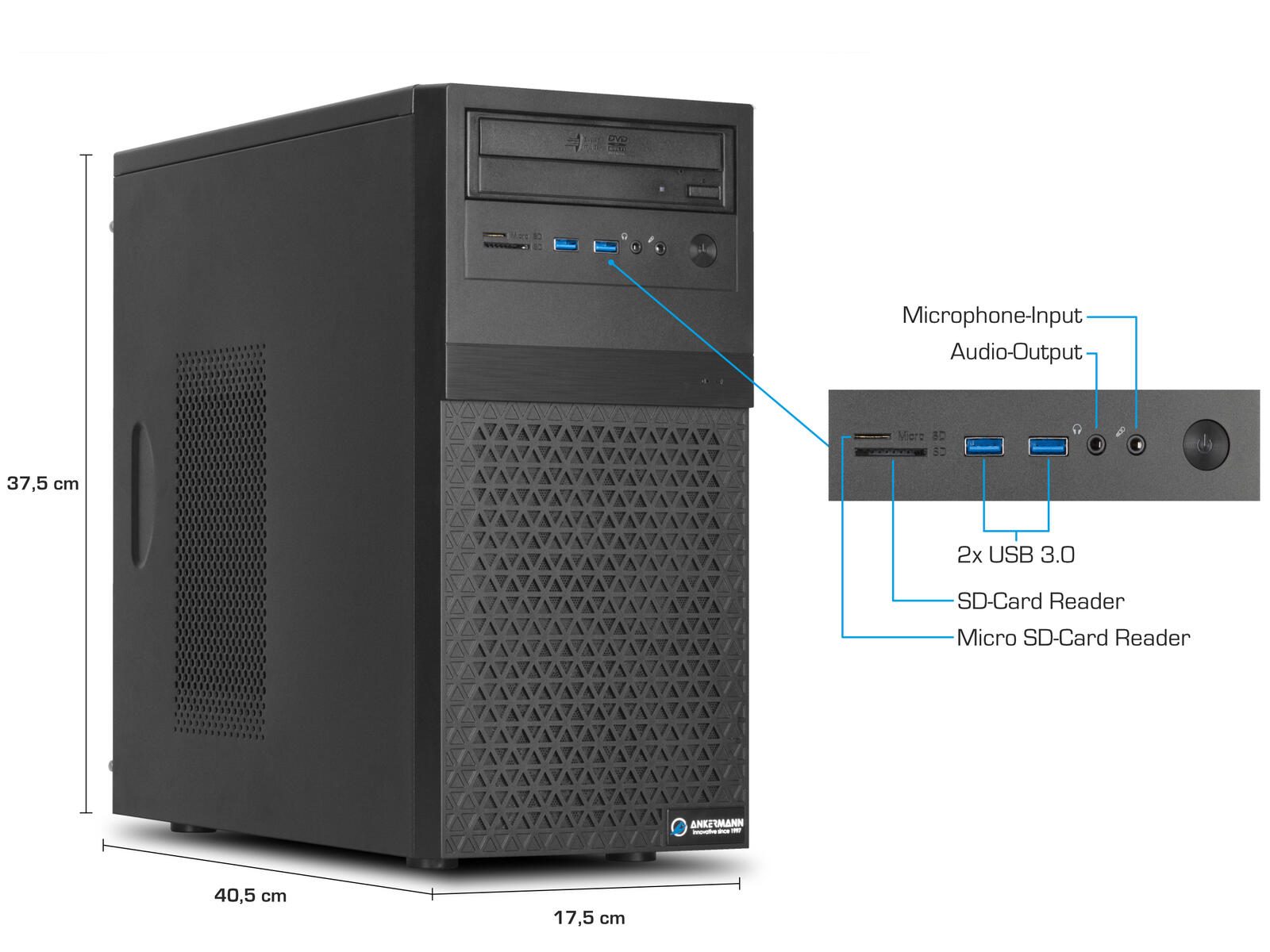 Ankermann Business V2 Desktop PC Intel Core i5-11400F, 16GB RAM, 1TB M.2 SSD