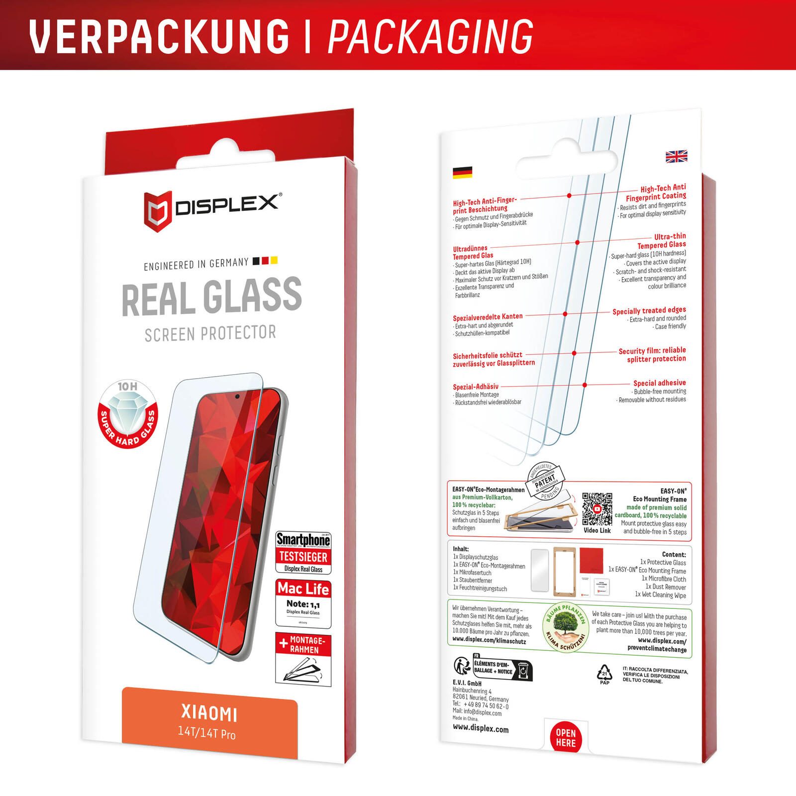 DISPLEX Real Schutzglass für Xiaomi 14T, 14T Pro