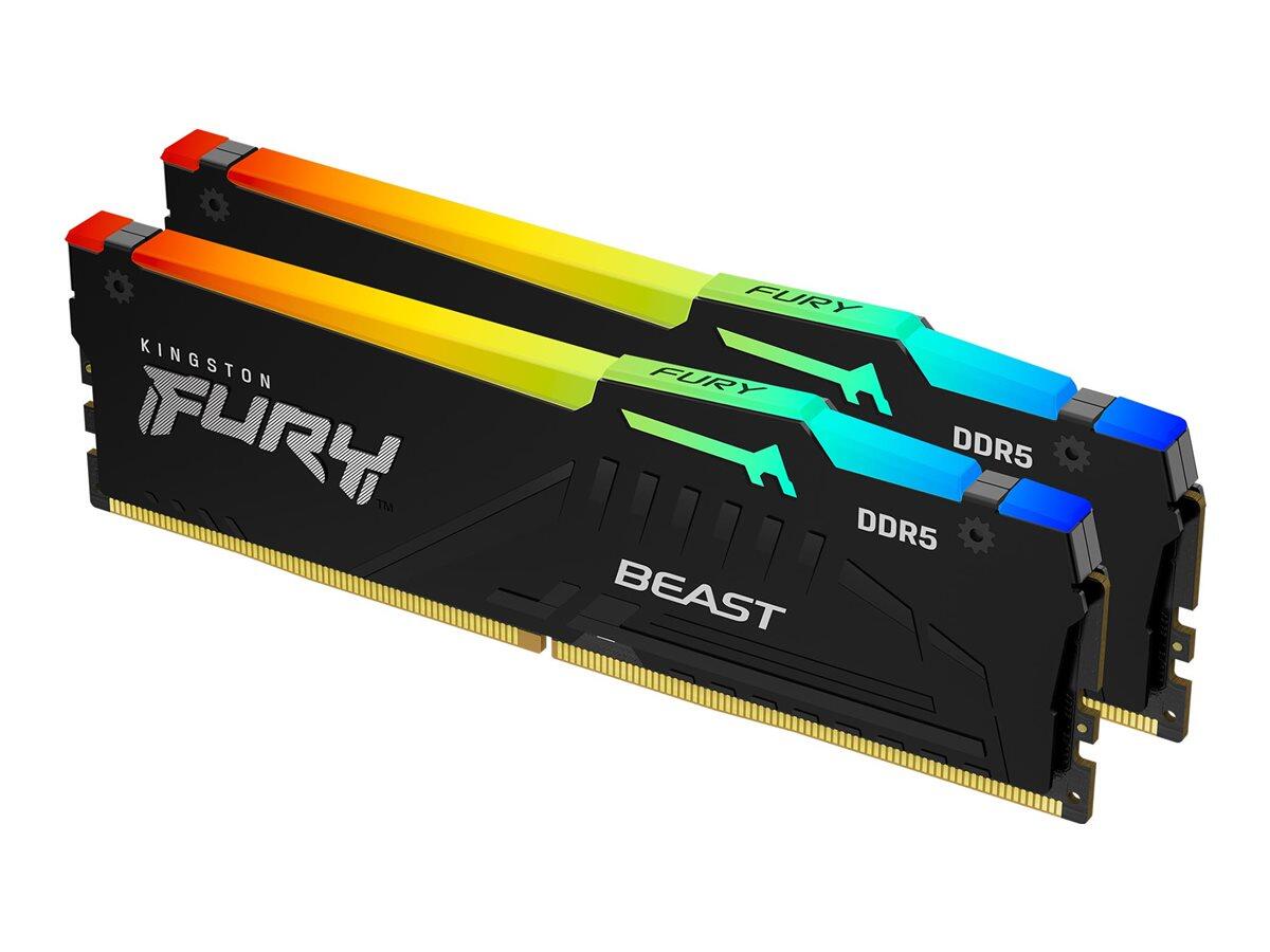Kingston FURY Beast RGB DDR5 Kit, 32 GB: 2 x 16 GB, DIMM 288-PIN, 6000 MHz, PC5-48000