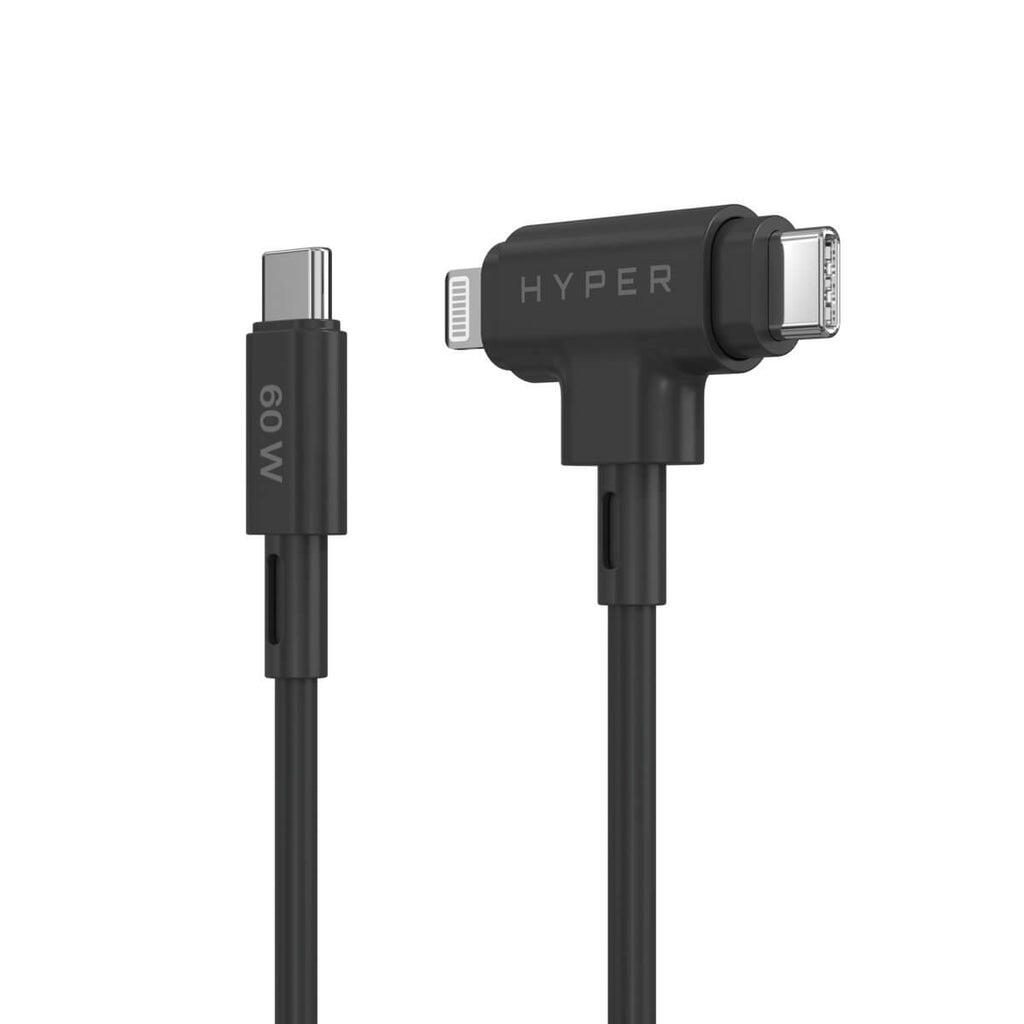 Hyper® HyperJuice USB-C und Lightning Hybrid-Silikonkabel (1,5m) - Schwarz