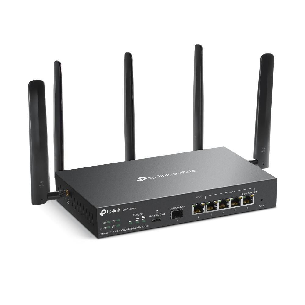 TP-Link Omada ER706W-4G 4G+ Cat6 AX3000 Gigabit VPN Router