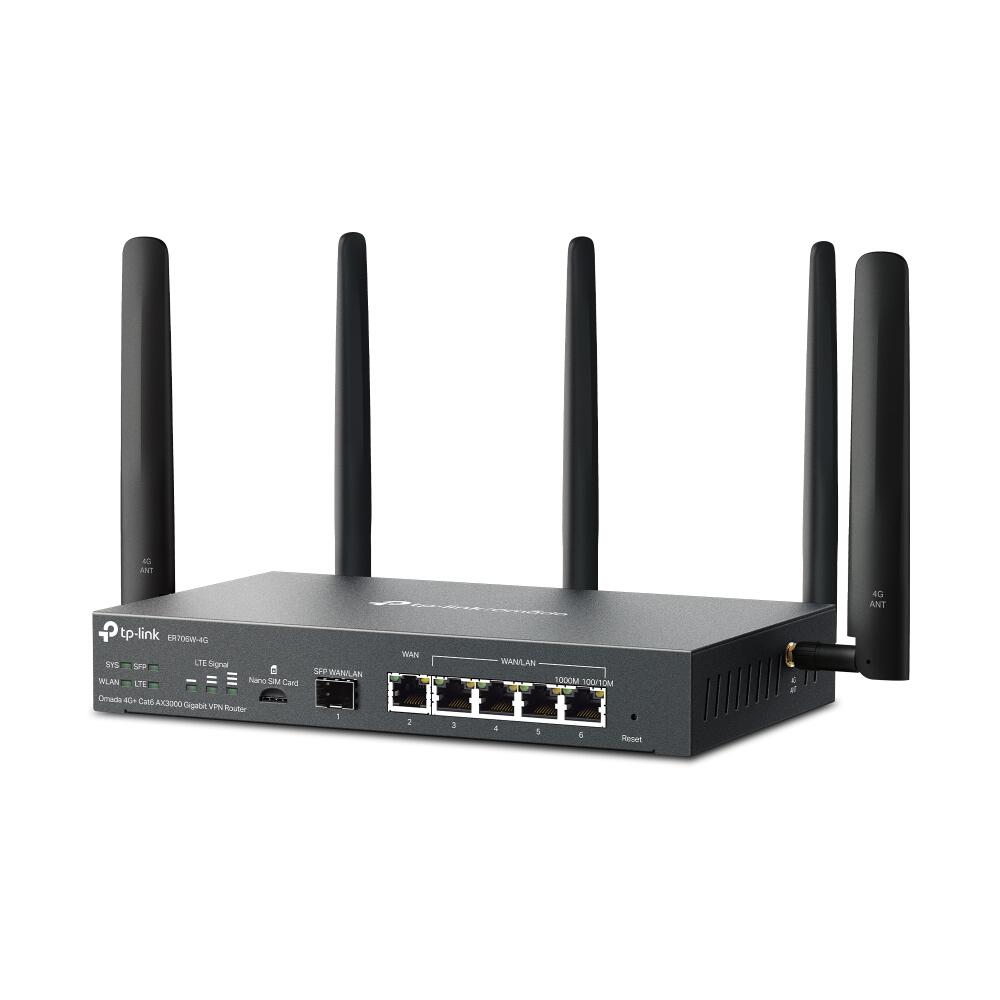 TP-Link Omada ER706W-4G 4G+ Cat6 AX3000 Gigabit VPN Router