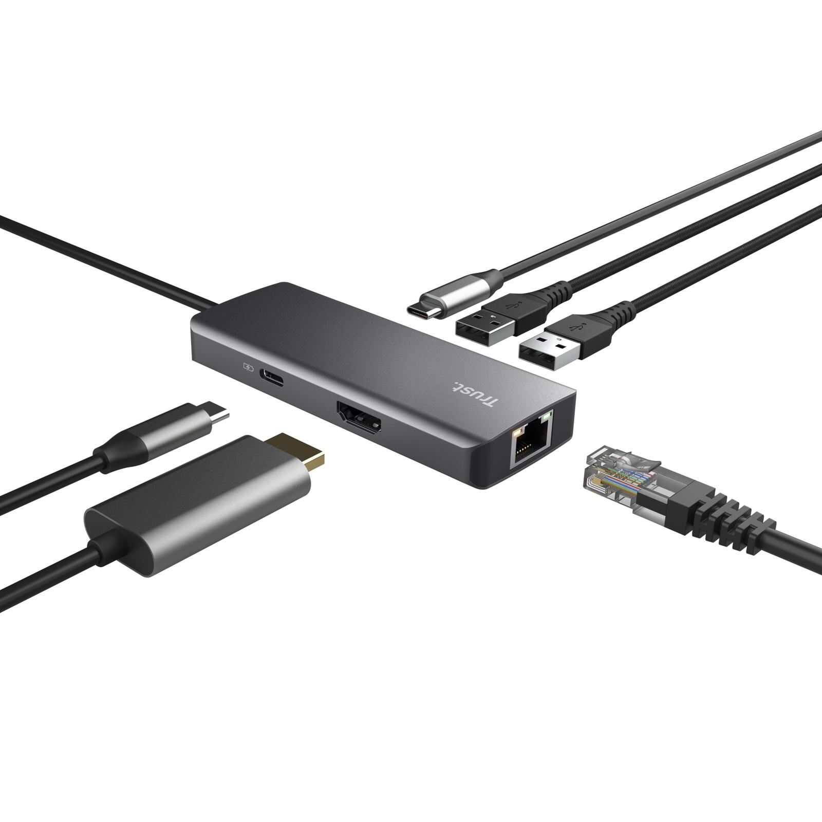 Trust Dalyx 6-in-1 USB-C Multi-Port Adapter - Silber