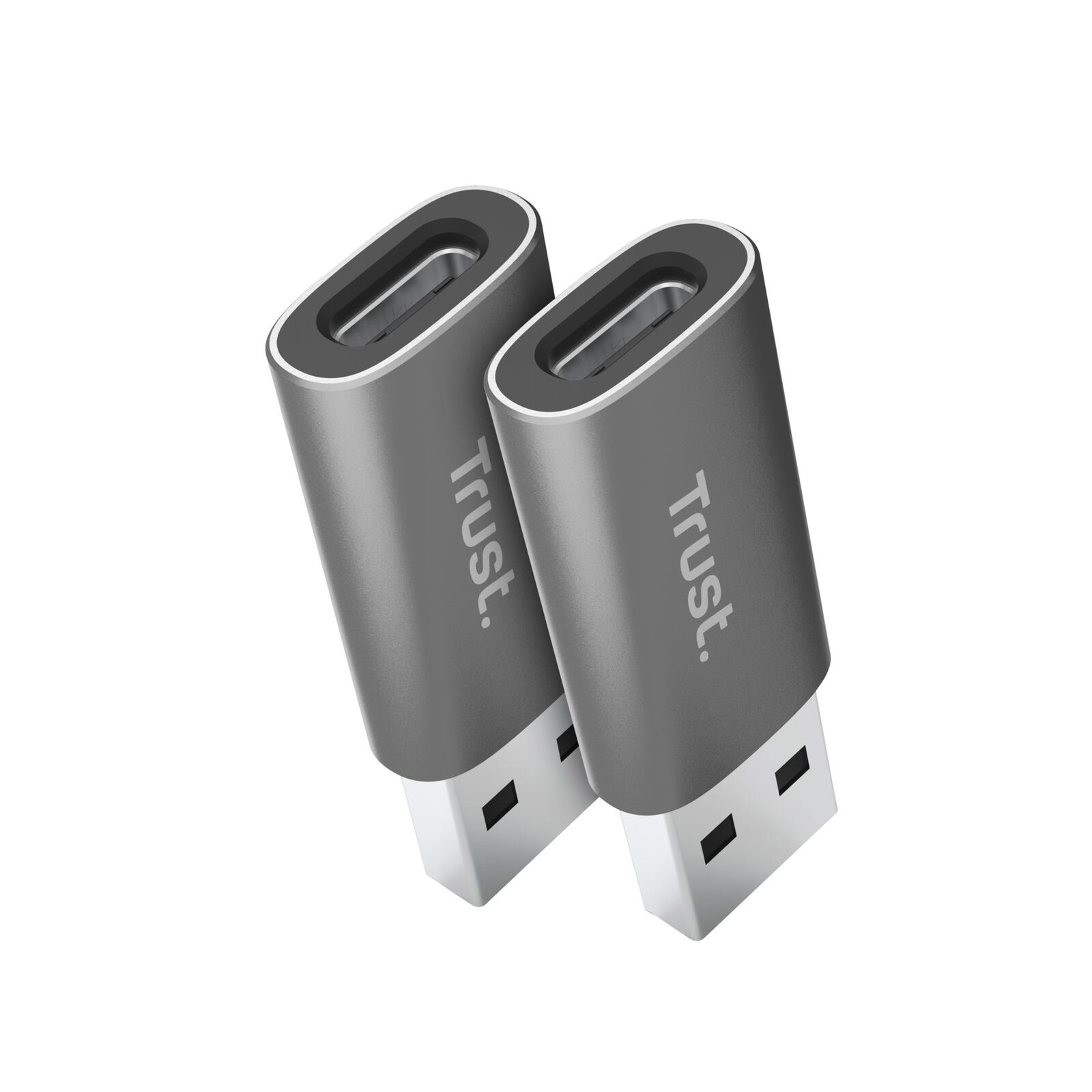 Trust Calyx Adapter USB-A auf USB-C, 2er Pack - Schwarz