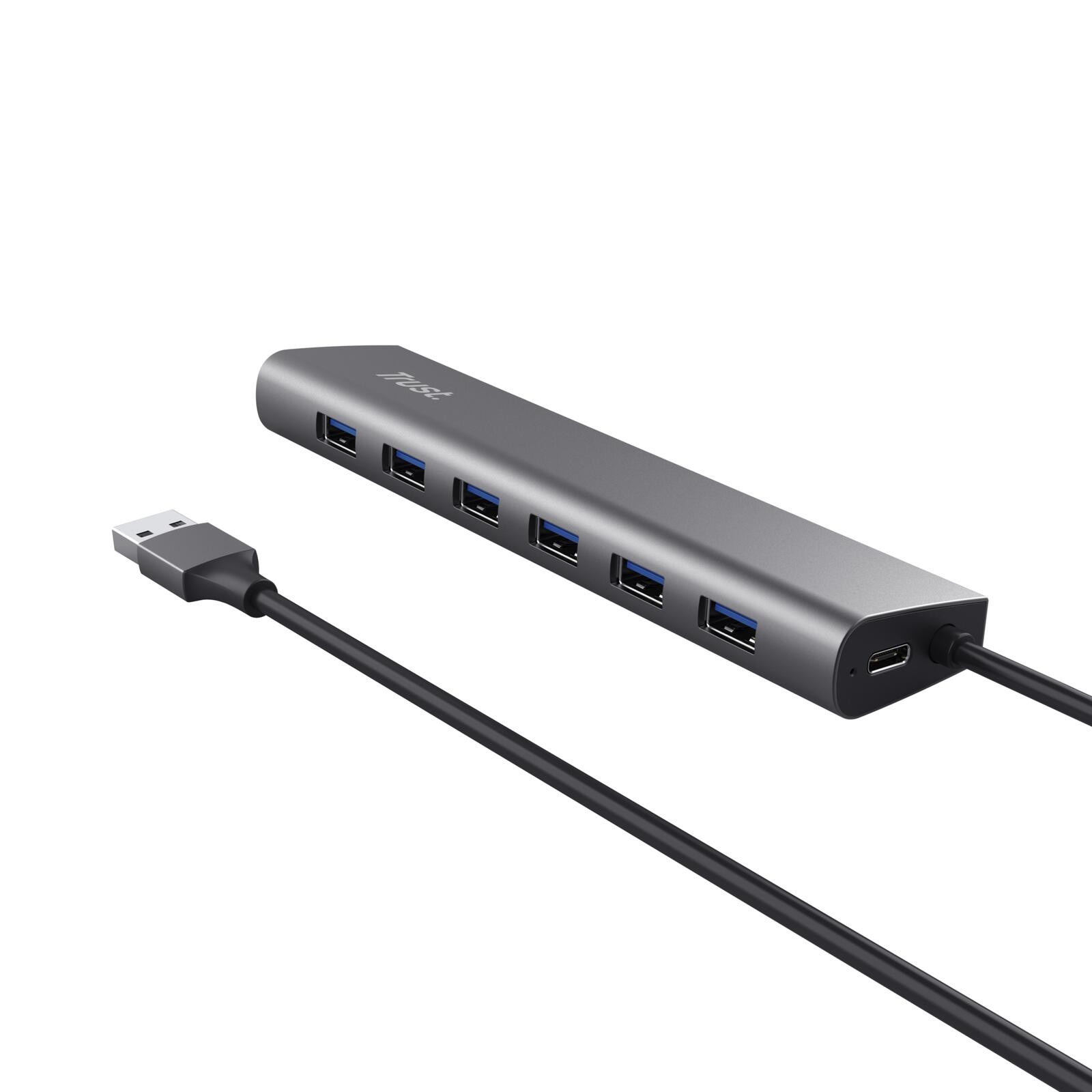 Trust Halyx USB 3.2 Gen1-Hub mit 7 Anschlüssen - Grau
