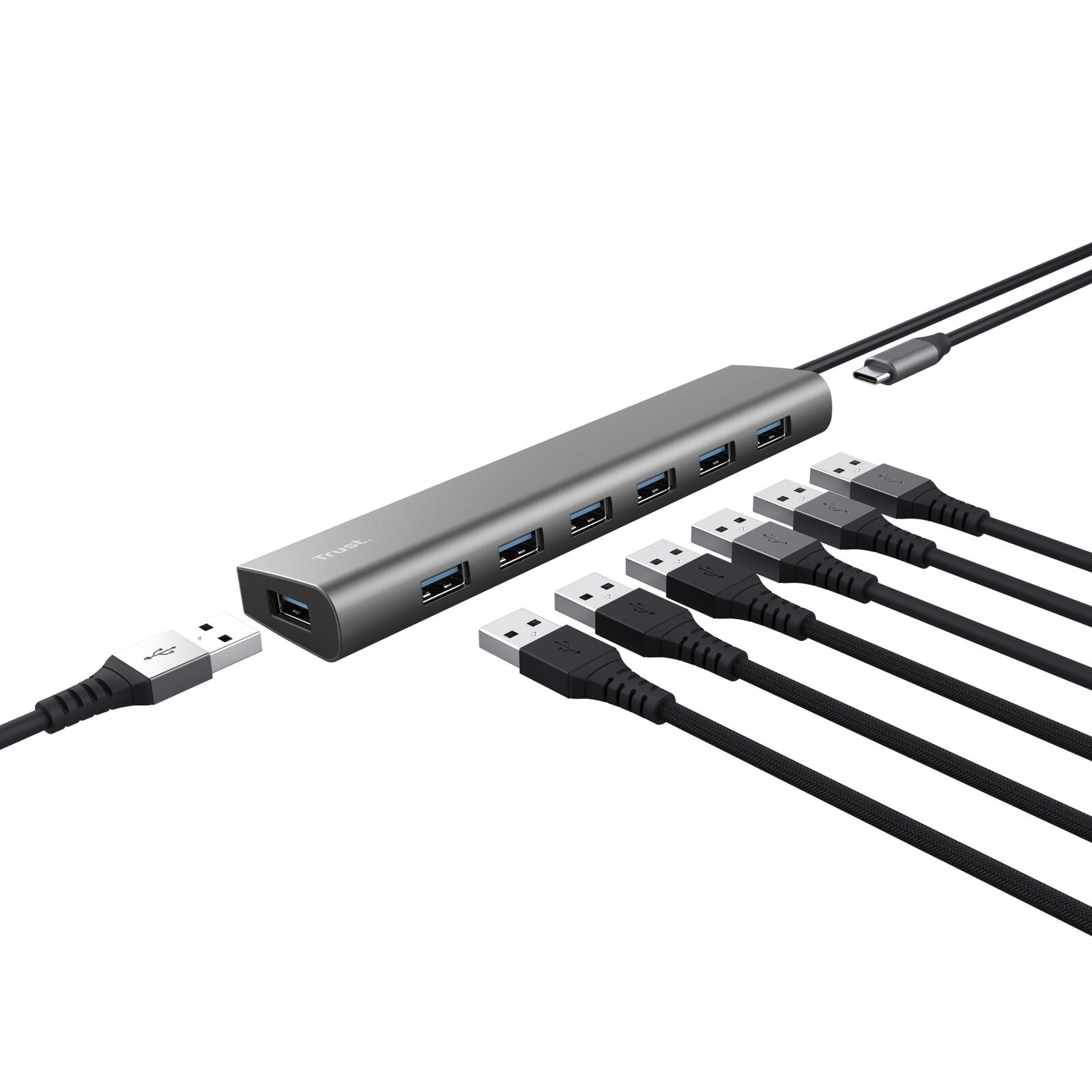 Trust Halyx USB 3.2 Gen1-Hub mit 7 Anschlüssen - Grau