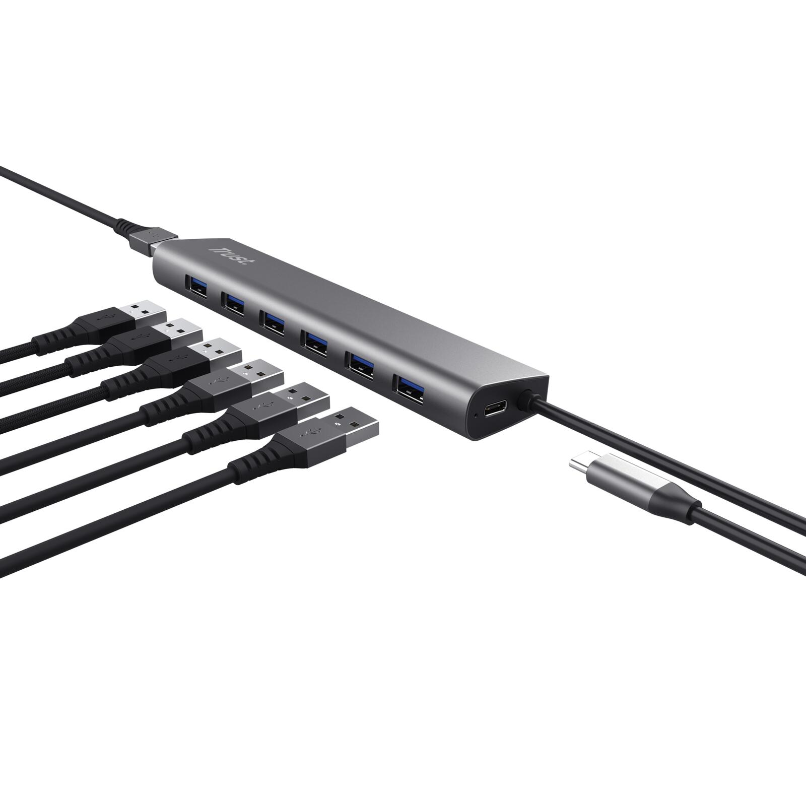 Trust Halyx USB 3.2 Gen1-Hub mit 7 Anschlüssen - Grau