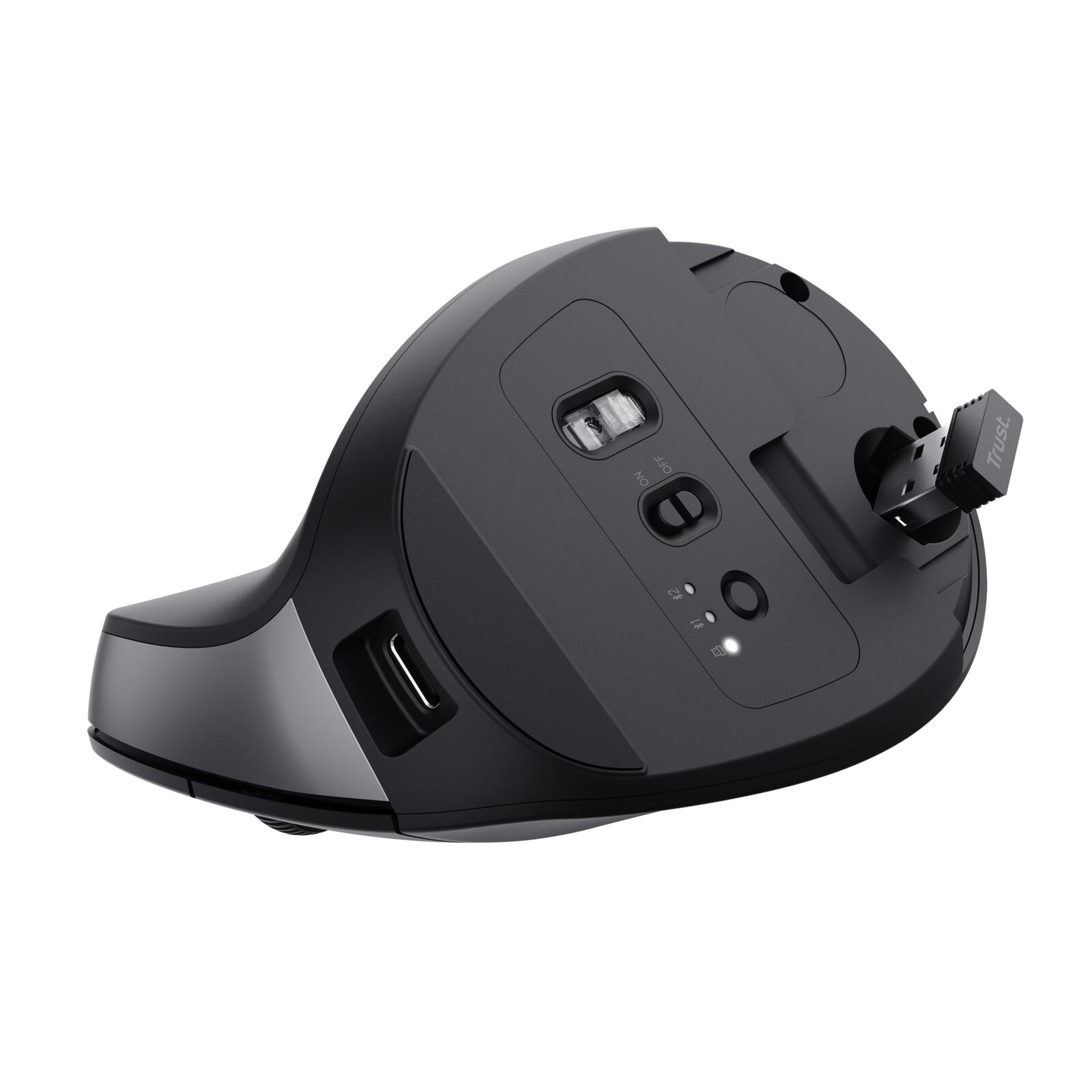 Trust Bayo+ Ergonomische kabellose Maus für mehrere Geräte - Schwarz