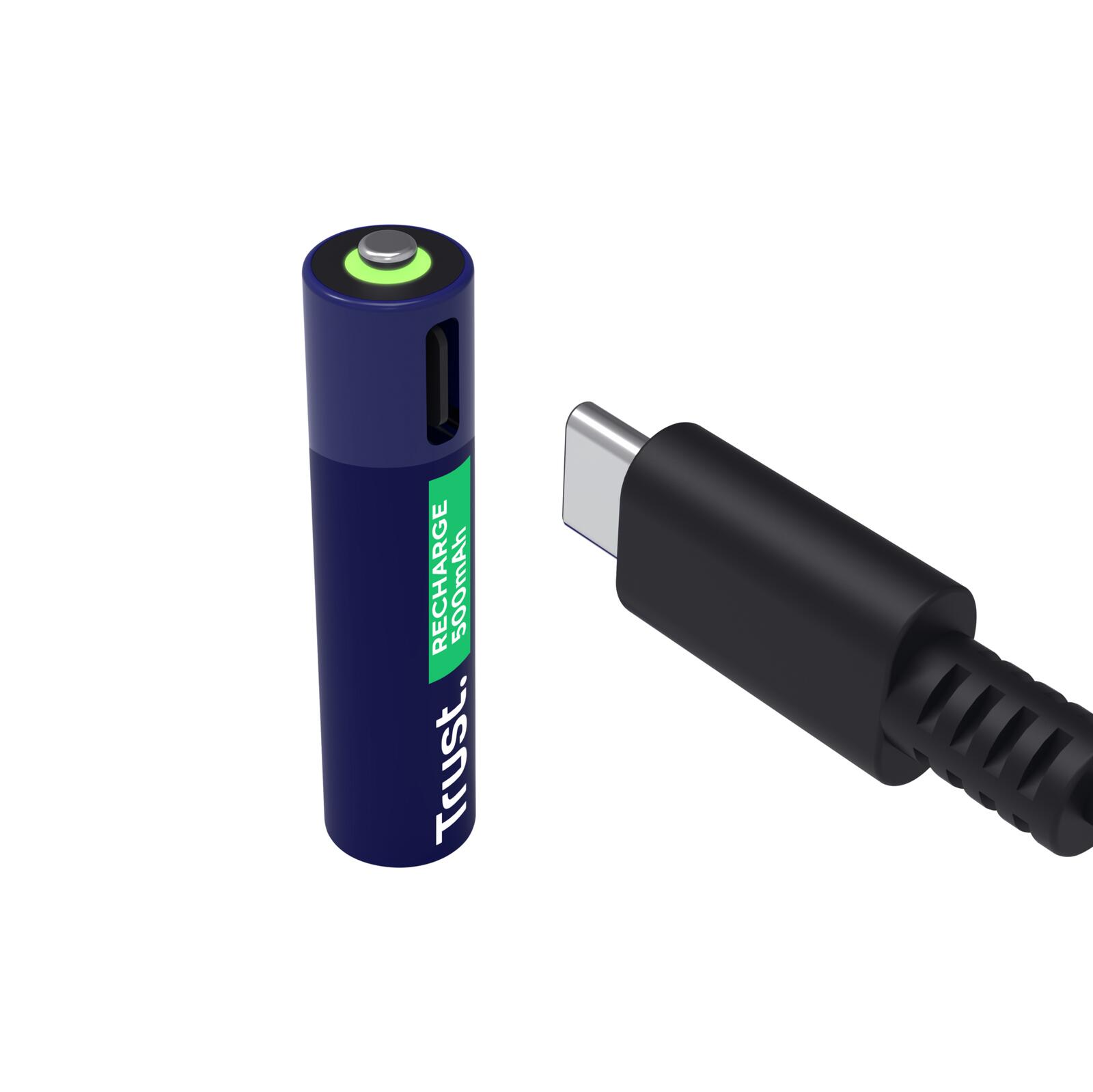 Trust Haushaltsbatterie Wiederaufladbarer Akku AAA für USB-C