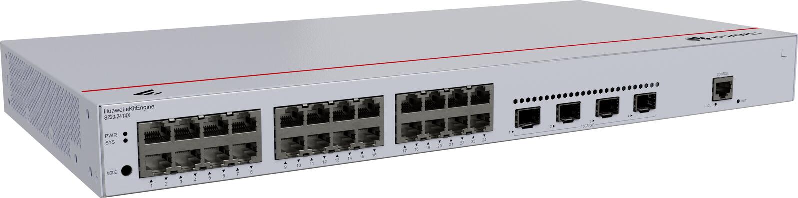 Huawei eKit Switch S220-24T4X 24x 1GbE RJ45 + 4x 10GbE SFP managed L2