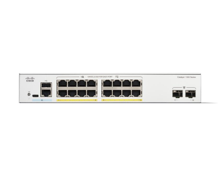 Cisco Catalyst 1300-16FP-2G Switch 16x 1GbE + 2x 1GbE SFP L3 managed