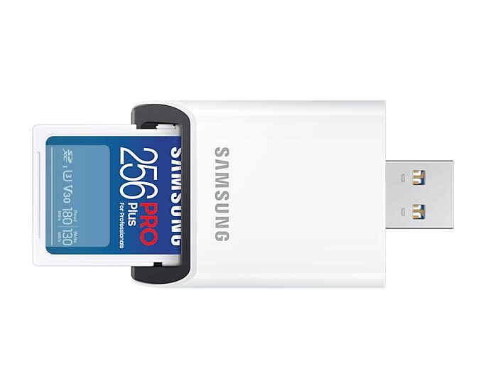 Samsung PRO Plus MB-SD256SB Speicherkarte 256 GB mit USB Kartenleser