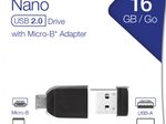 Verbatim Nano - USB-Stick 16 GB mit Micro USB-Adapter - Schwarz
