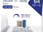 Verbatim Store 'n' Stay NANO - USB 3.0-Stick 64 GB - Blau
