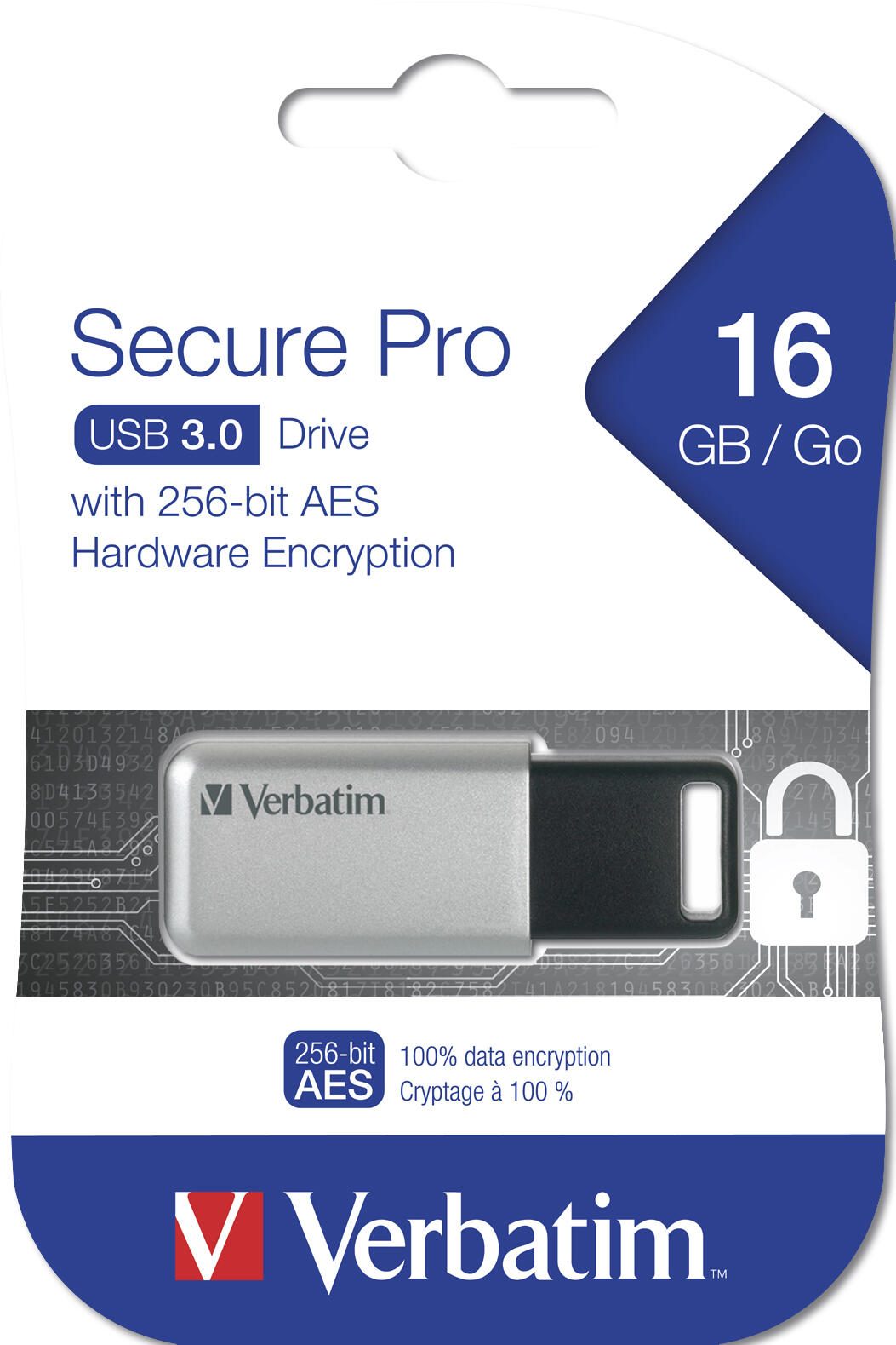 Verbatim Secure Pro - USB 3.0-Stick 16 GB - Silber