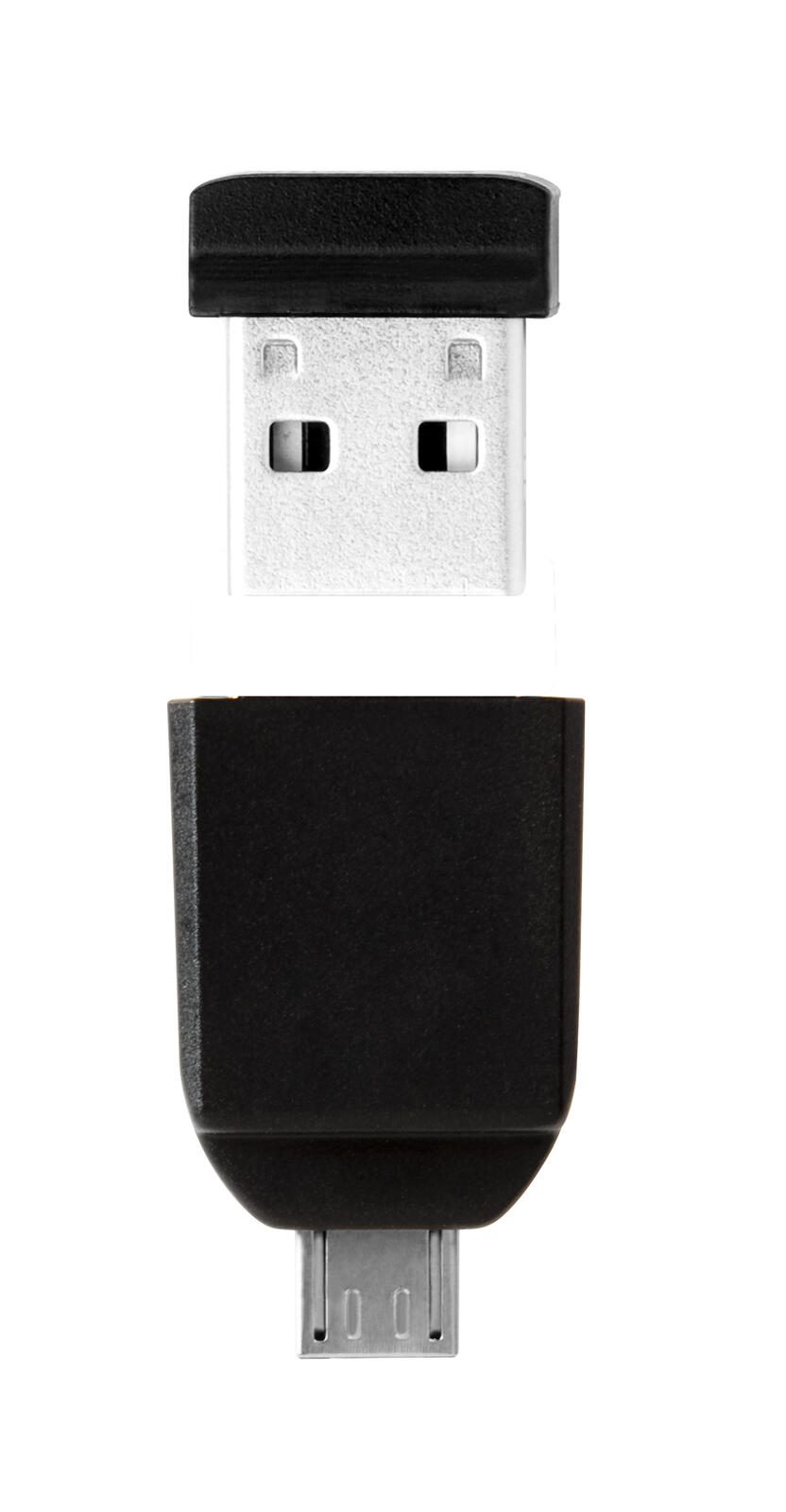 Verbatim Nano - USB-Stick 16 GB mit Micro USB-Adapter - Schwarz