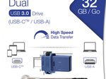 Verbatim Dual - USB 3.0-Stick 32 GB - USB-C / USB-A - Blau