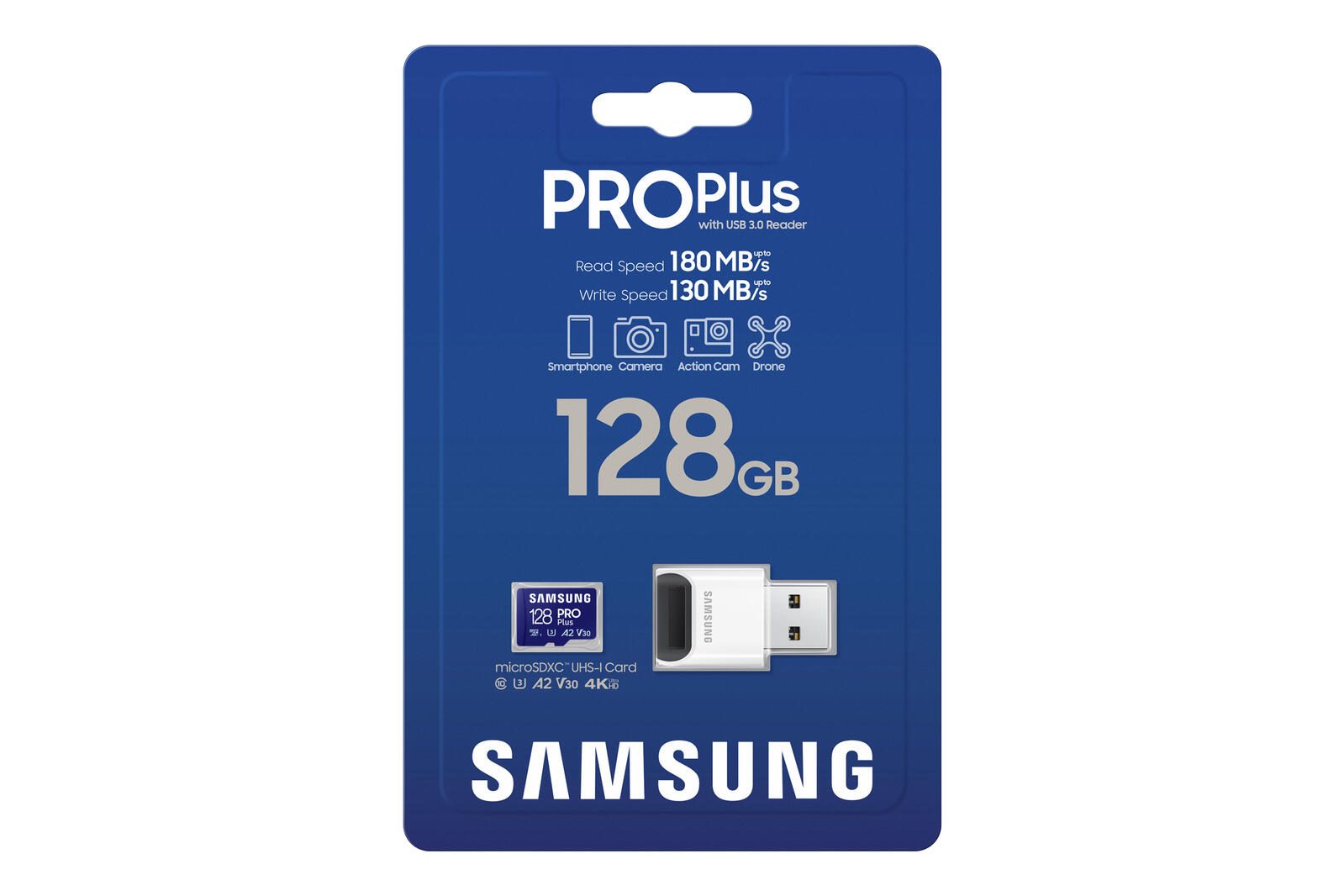 Samsung PRO Plus MB-MD128SB Speicherkarte 128 GB mit USB Kartenleser