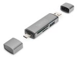 Digitus Combo Card Reader Hub (USB-C+USB 3.0) 1x SD, 1x MicroSD, 1x USB 3.0, grau