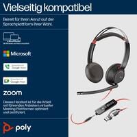 Poly Blackwire 5220 USB-C Stereo-Headset + 3.5-mm-Stecker + USB-C/A-Adapter