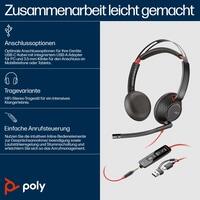 Poly Blackwire 5220 USB-C Stereo-Headset + 3.5-mm-Stecker + USB-C/A-Adapter