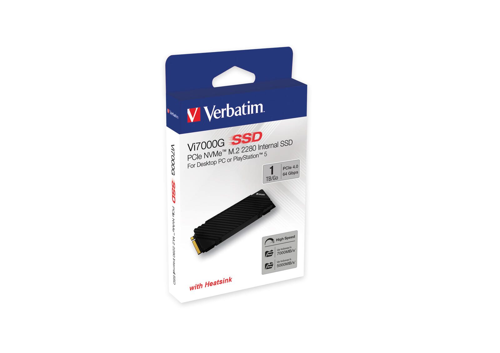 Verbatim Vi7000G NVMe M.2 SSD - 1 TB, integrierter Kühlkörper