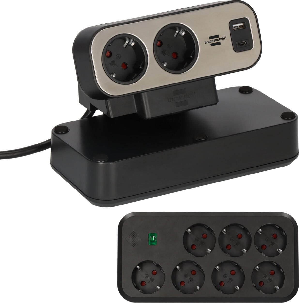 brennenstuhl estilo Duplex USB 9-fach Tischsteckdose schwarz