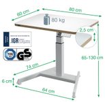 LEITZ Ergo elektrisch höhenverstellbarer Schreibtisch weiß rechteckig, A-Fuß-Gestell weiß 80,0 x 60,0 cm