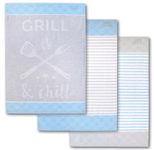 Dyckhoff Geschirrtücher GRILL & chill 70 x 50 cm hellblau grau