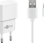 goobay 12W 2x USB-A Ladegerät mit Kabel 1m, weiß