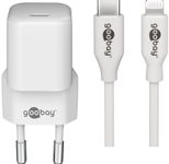 goobay 20W USB-C Ladegerät mit Kabel 1m, weiß
