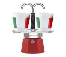 Bialetti Mini Express - Espressokocher-Set - rot + 2 Becher in Italia-Design