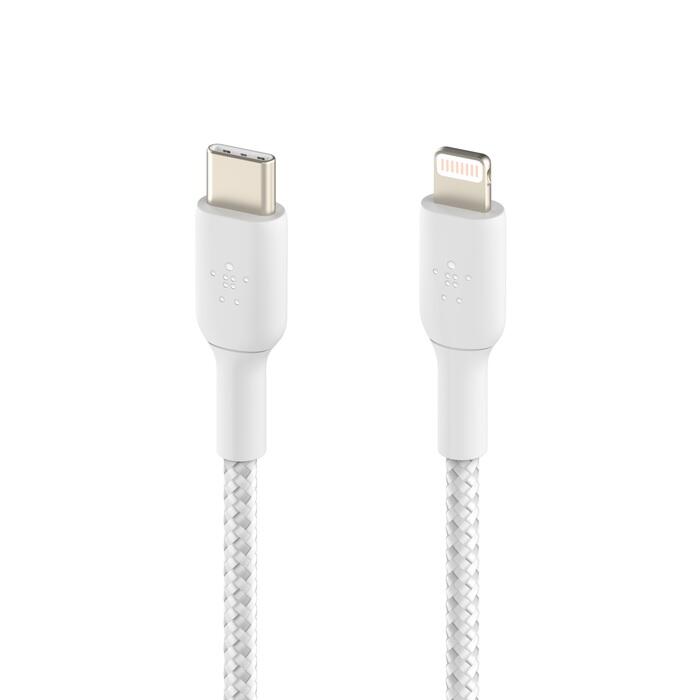 Belkin BoostCharge geflochtenes 1m USB-C/Lightning-Kabel, weiß