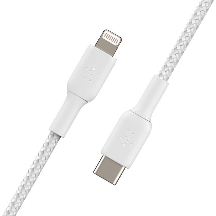Belkin BoostCharge geflochtenes 1m USB-C/Lightning-Kabel, weiß