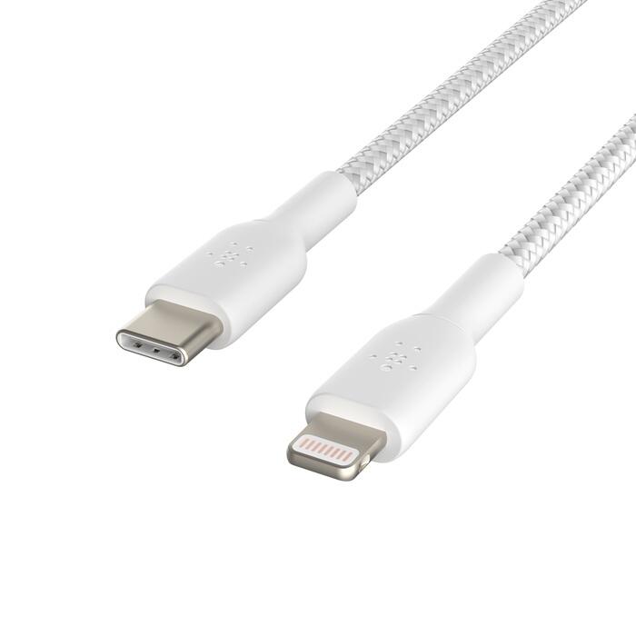 Belkin BoostCharge geflochtenes 1m USB-C/Lightning-Kabel, weiß