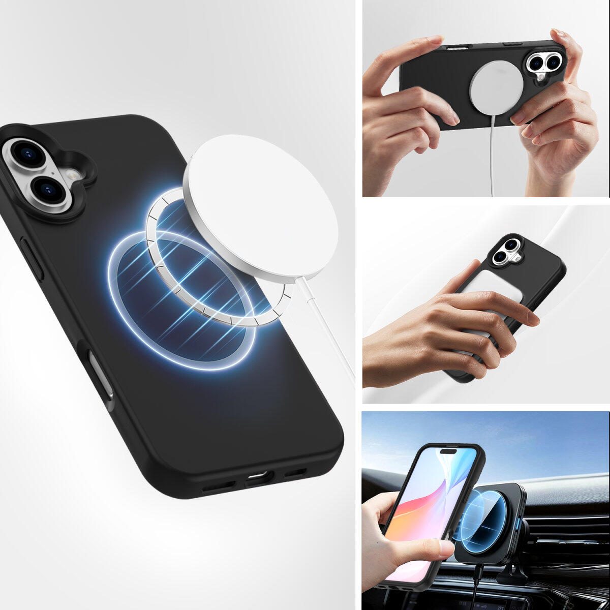 4smarts Silikon Case Cupertino für Apple iPhone 16 schwarz MagSafe-kompatibel