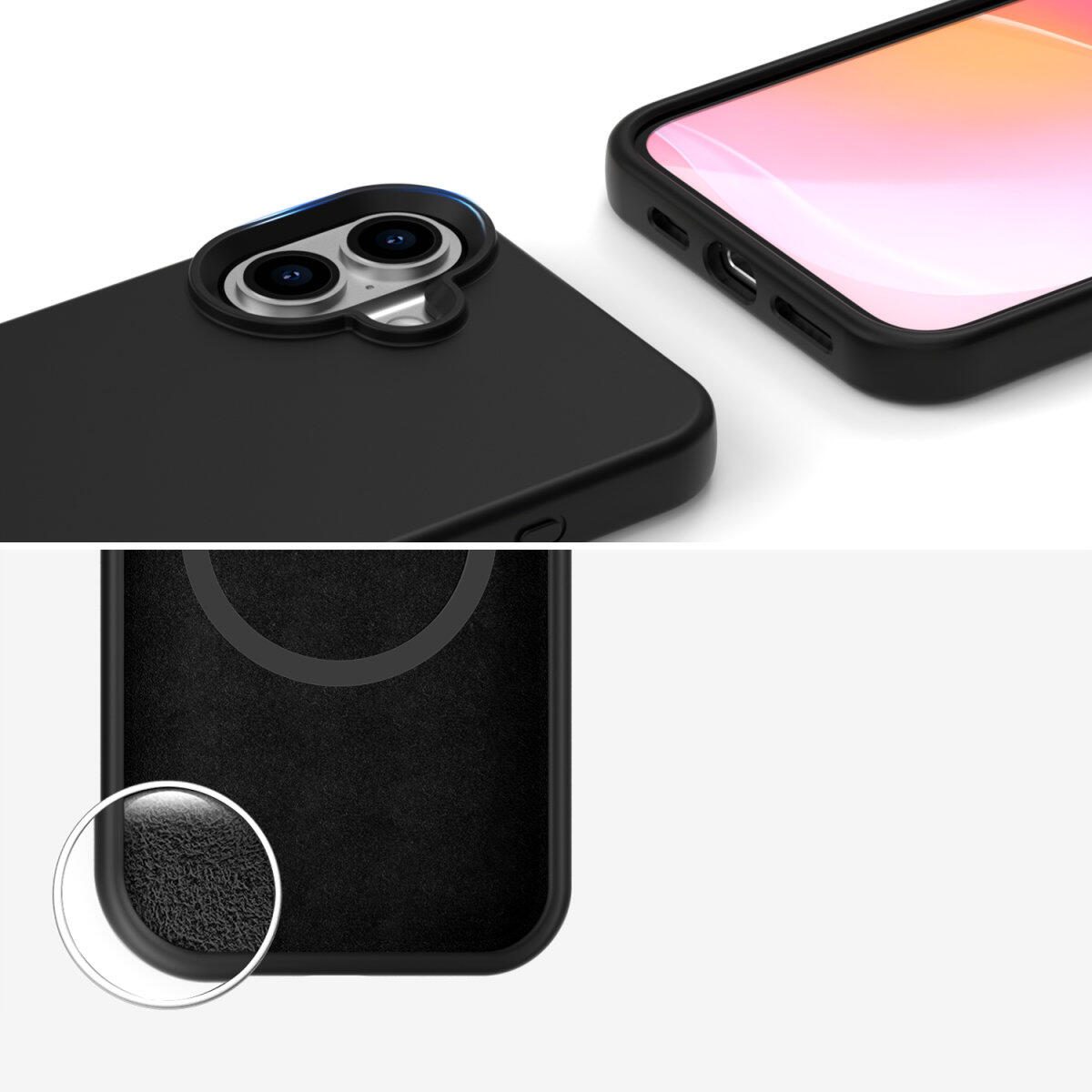 4smarts Silikon Case Cupertino für Apple iPhone 16 schwarz MagSafe-kompatibel
