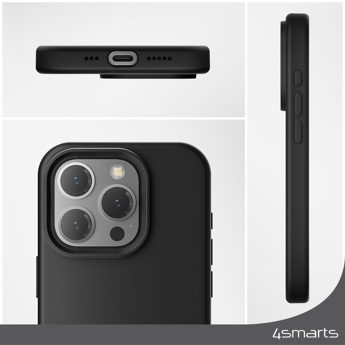4Smarts Silikon Case für Apple iPhone 15 schwarz MagSafe-kompatibel