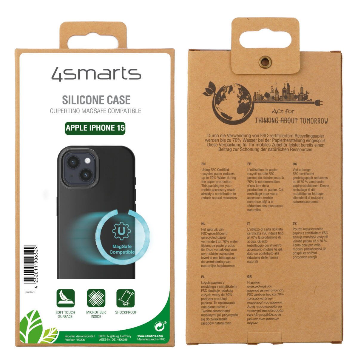 4Smarts Silikon Case für Apple iPhone 15 schwarz MagSafe-kompatibel