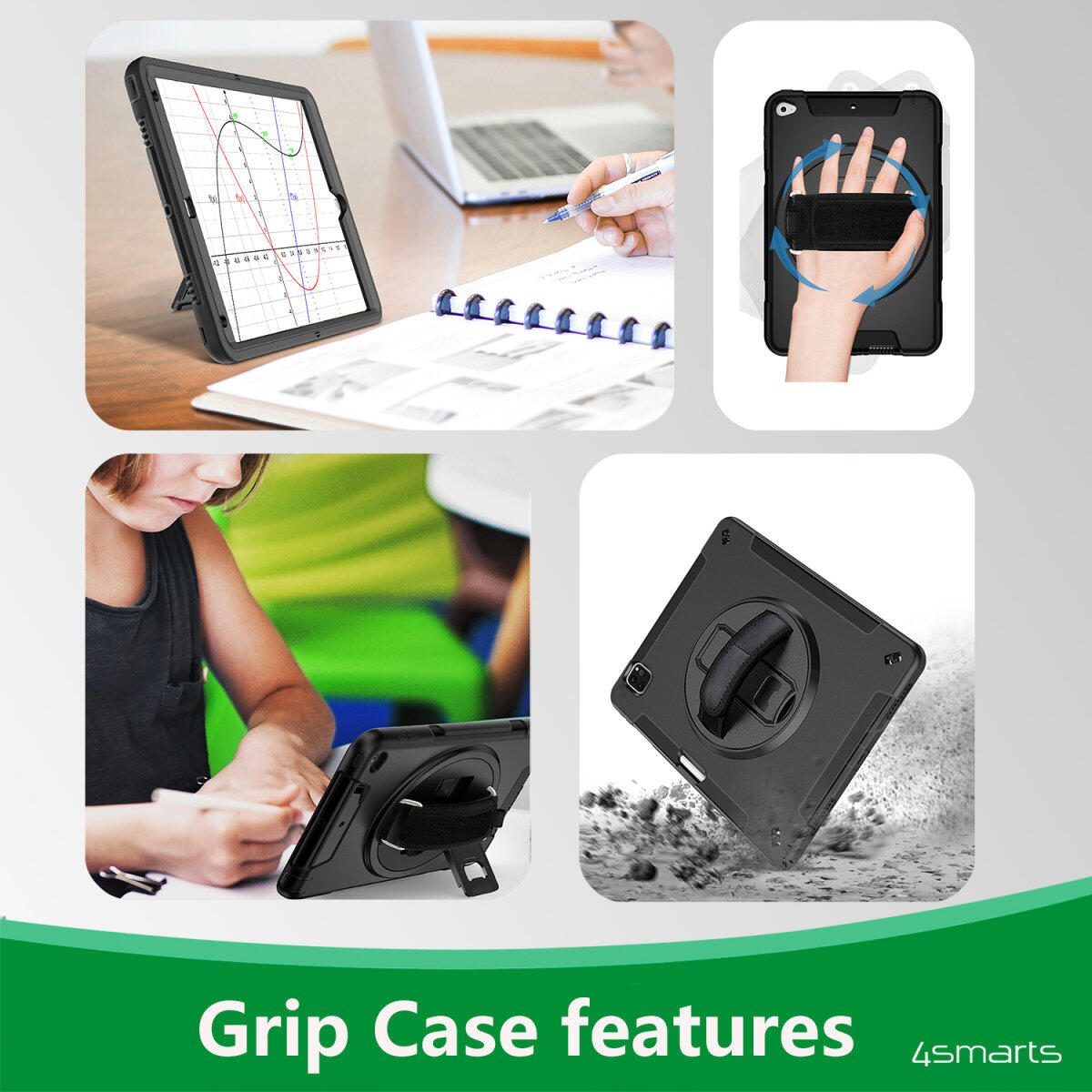 Rugged Case Grip für Apple iPad Air 13" (M2) / Apple iPad Pro 12.9 (3.Gen./4.Gen./5.Gen./6.Gen.) schwarz