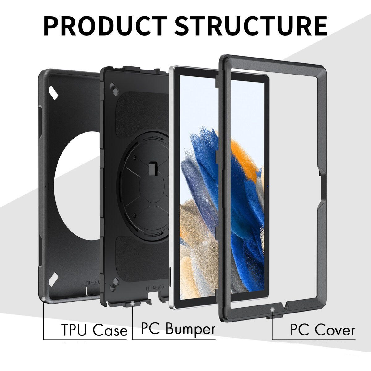 Rugged Case Grip für Apple iPad Air 13" (M2) / Apple iPad Pro 12.9 (3.Gen./4.Gen./5.Gen./6.Gen.) schwarz