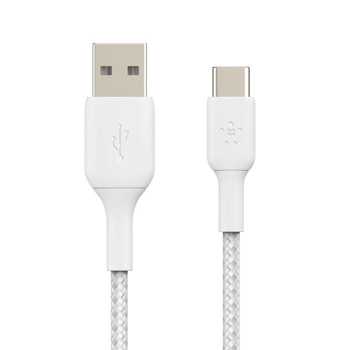 Belkin BoostCharge geflochtenes 2 m USB-C/USB-A Kabel, weiß