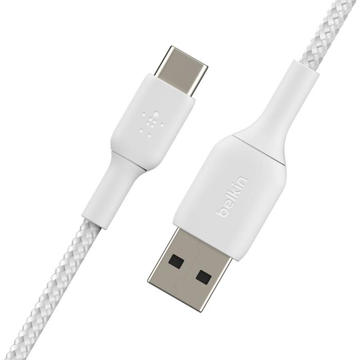 Belkin BoostCharge geflochtenes 2 m USB-C/USB-A Kabel, weiß