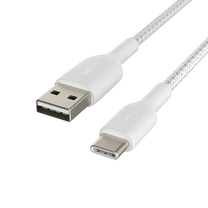 Belkin BoostCharge geflochtenes 2 m USB-C/USB-A Kabel, weiß
