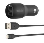 Belkin BoostCharge 24 W 2x USB-A Kfz-Ladegerät, schwarz