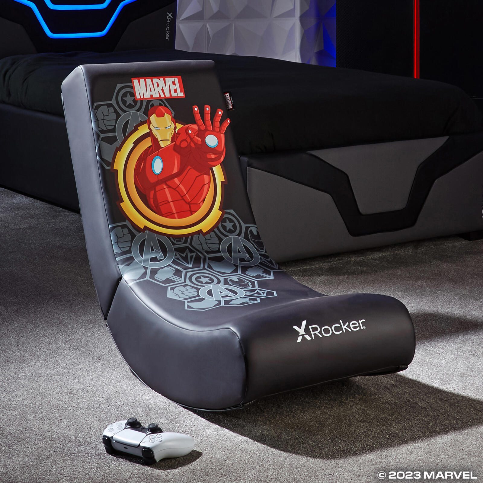 X Rocker Marvel™ Iron Man Floor Rocker Gaming-Bodensessel für Kinder & Jugendliche - schwarz