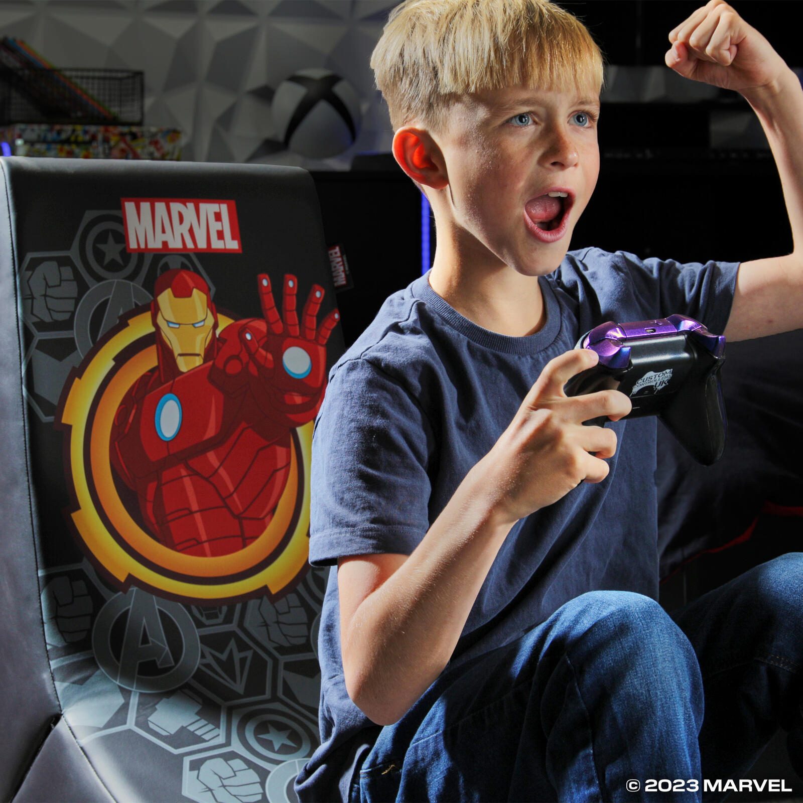 X Rocker Marvel™ Iron Man Floor Rocker Gaming-Bodensessel für Kinder & Jugendliche - schwarz